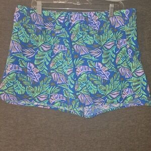 NEW Eddie Bauer Tidal Board Shorts 2XL Women Blue Tropical Leaf Print Drawstring